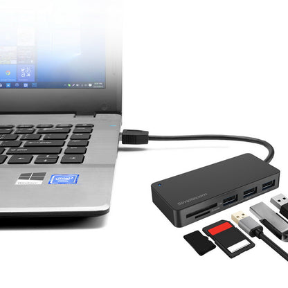 Simplecom CH368 3 Port USB 3.0 Hub with Dual Slot SD MicroSD Card Reader