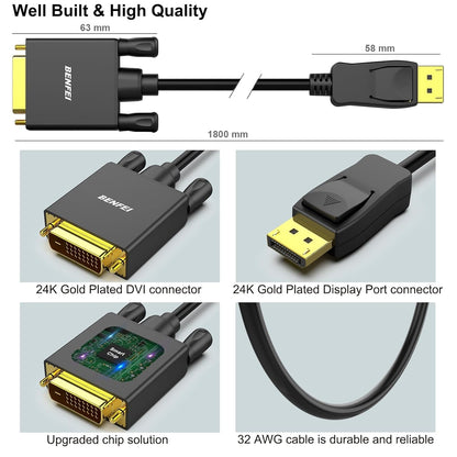 BENFEI DisplayPort to DVI 1.8m (6 Feet) Cable