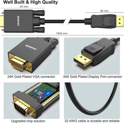 BENFEI DisplayPort to VGA Cable 1.8M