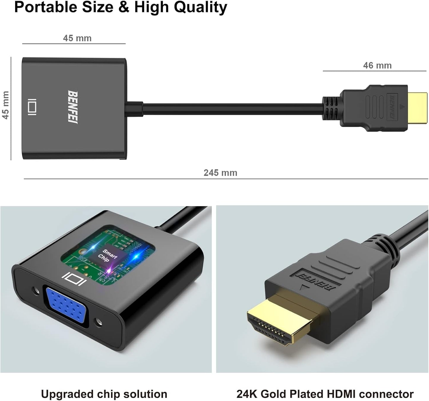 BENFEI HDMI to VGA Gold-Plated HDMI to VGA Adapter