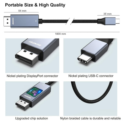 BENFEI USB-C to DisplayPort 3M (10 Feet) Cable(8K@60Hz 4K@144Hz)