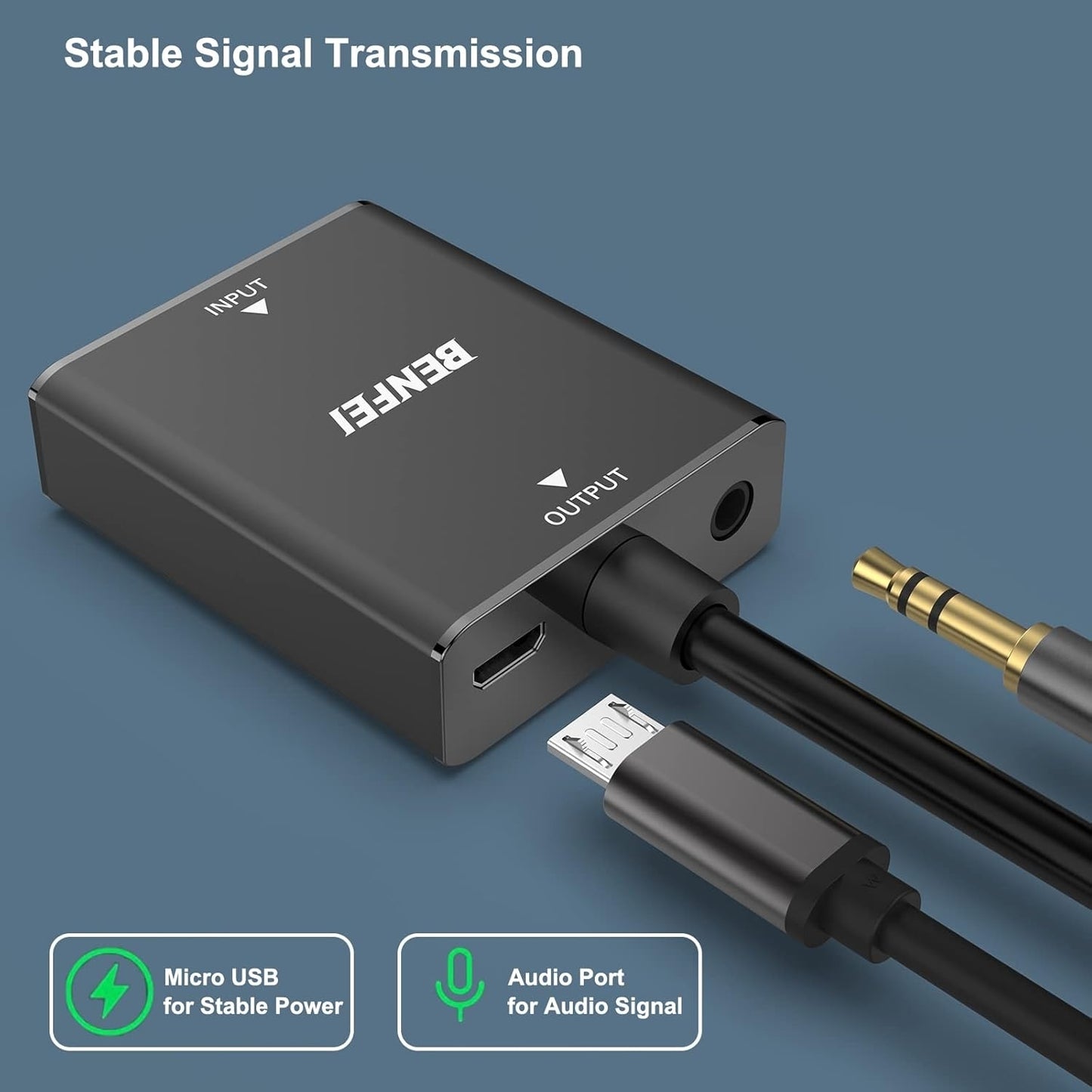 BENFEI HDMI to VGA, Uni-Directional HDMI Computer to VGA Monitor  Adapter (Female to Male) with 3.5mm Audio Jack