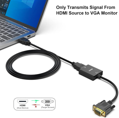 BENFEI HDMI to VGA, Uni-Directional HDMI Computer to VGA Monitor  Adapter (Female to Male) with 3.5mm Audio Jack