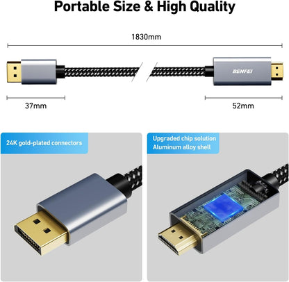 BENFEI 4K DisplayPort to HDMI 3m Cable