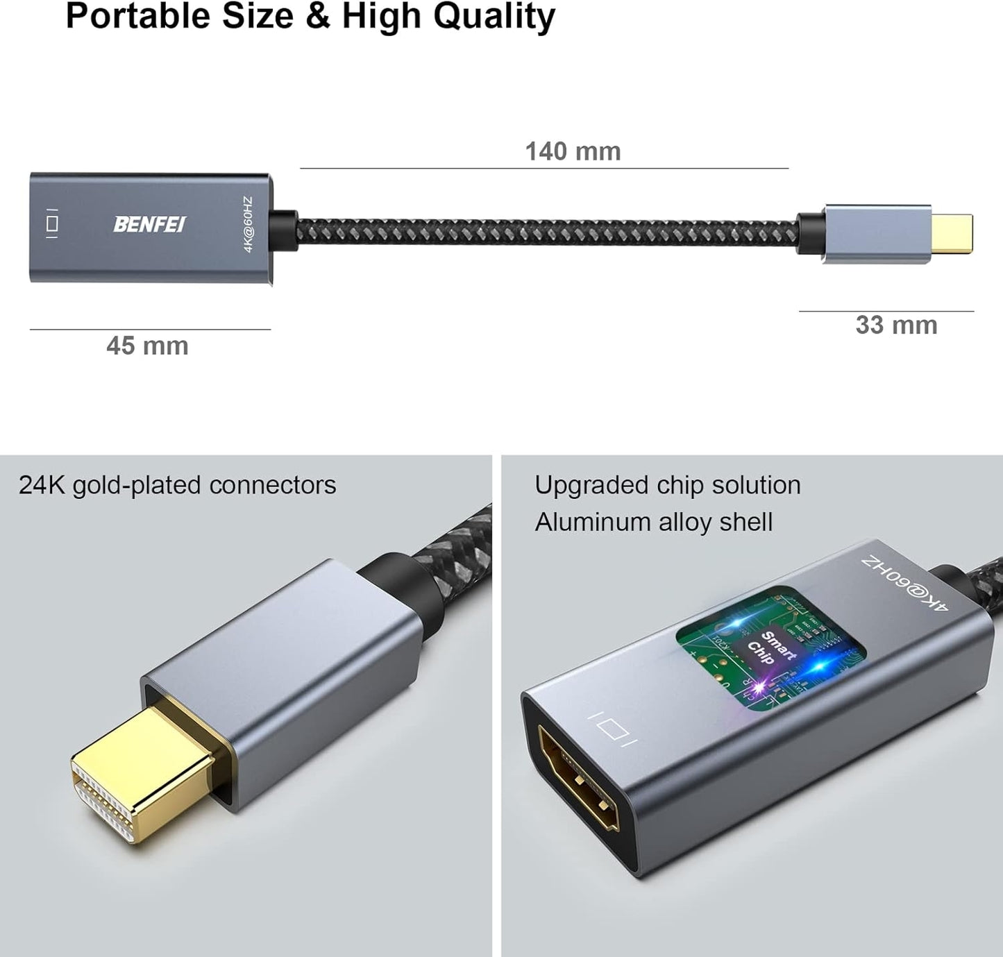 BENFEI Mini DP to HDMI Adapter (Thunderbolt Compatible)