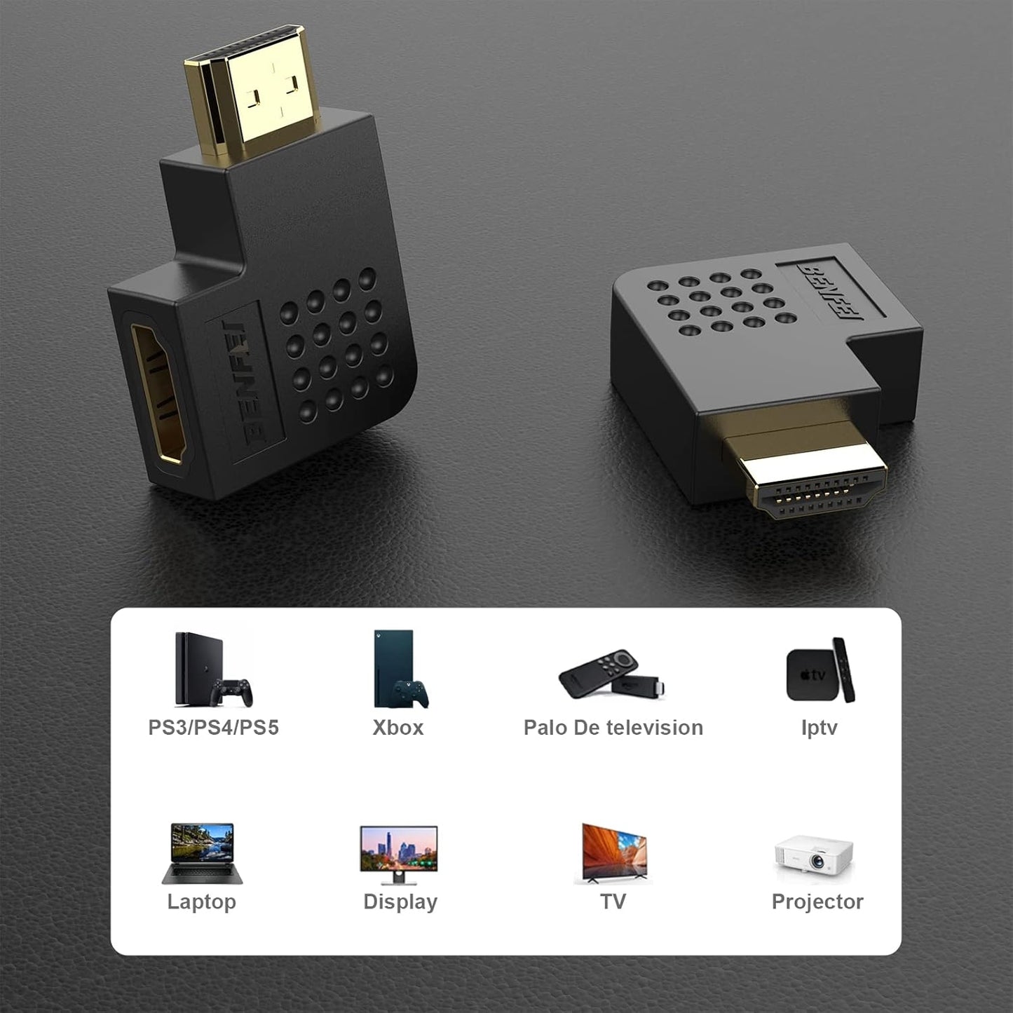 BENFEI HDMI Male to Female Right Angle 90 Degree Adapter