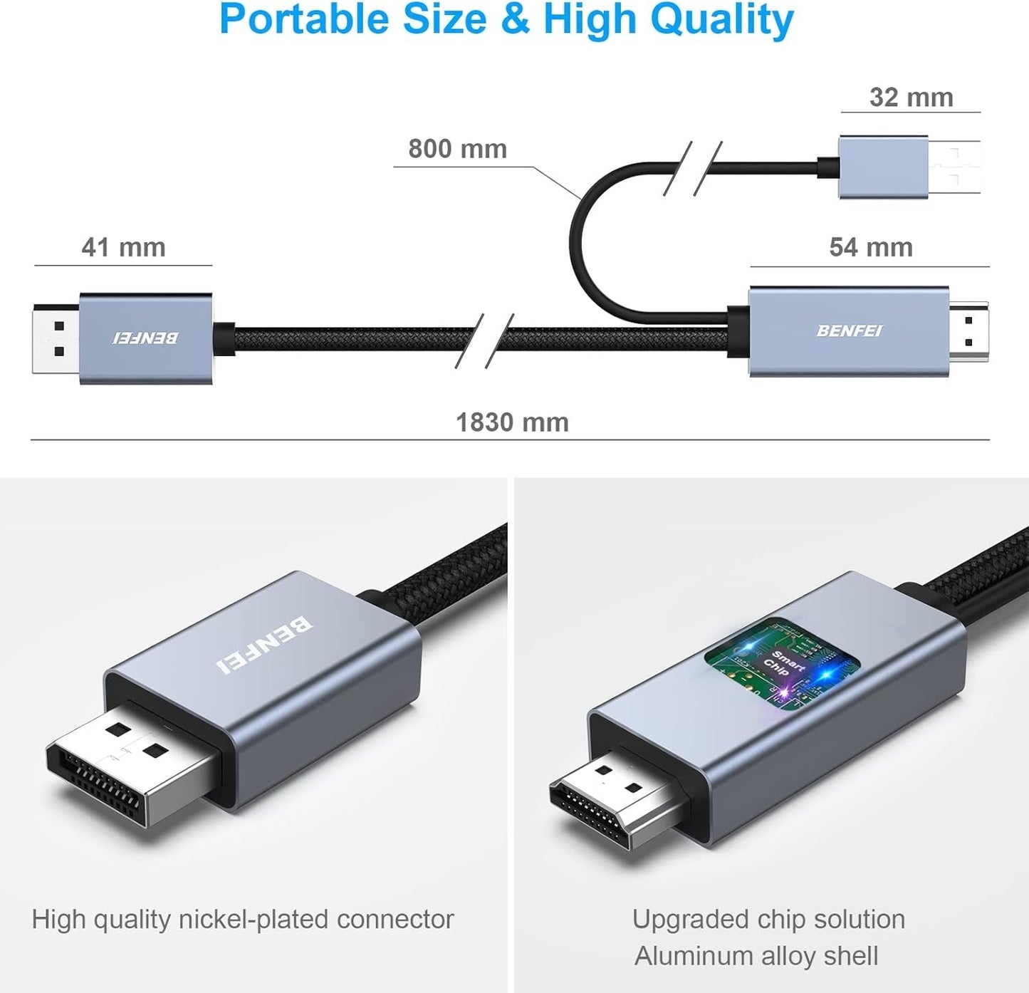 BENFEI  HDMI to DisplayPort Cable, 1.8M (6 Feet)