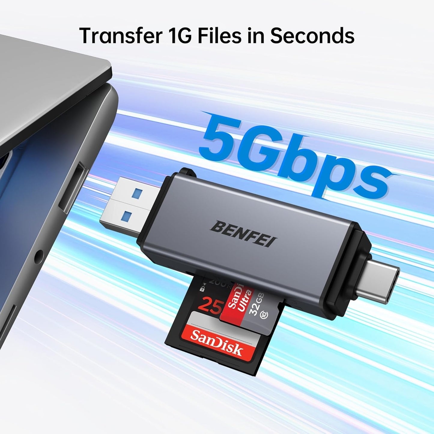 BENFEI SD Card Reader, USB C to SD Micro SD Card Memory Card  Adapter