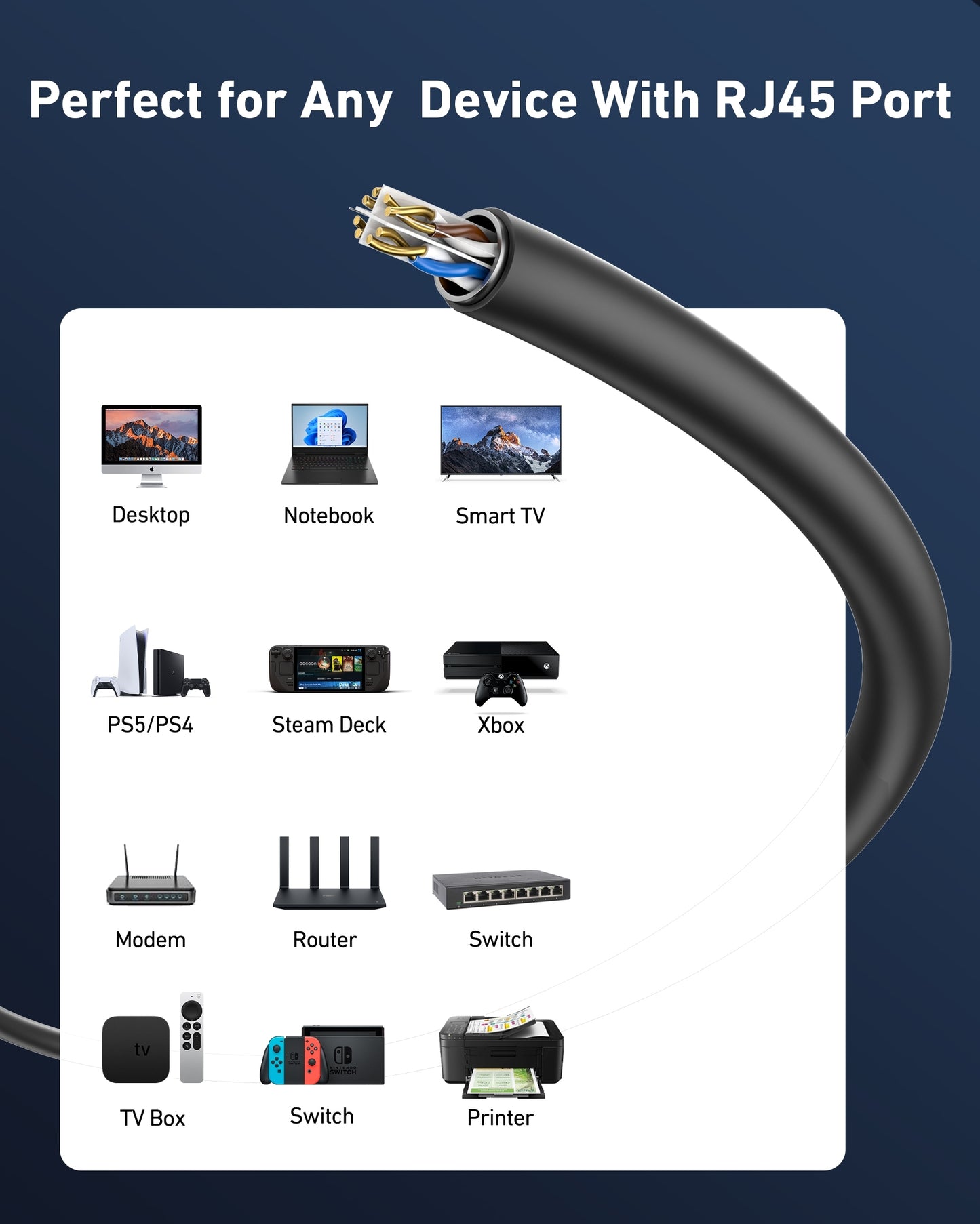 BENFEI 701BL 305M CAT6 UTP 1000Mbps Waterpoof Ethernet Cable 1000FT for Outdoor