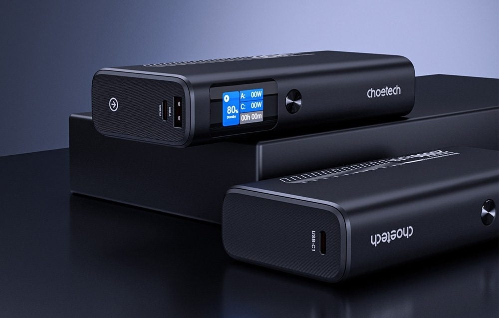 CHOETECH B702 20000mAh PD130W USB-A + USB-C x 2, 3-Port & TFT Display Power Bank