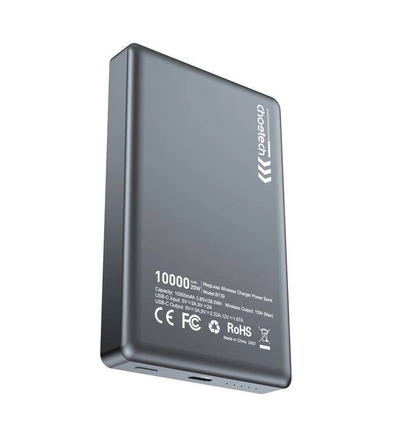 CHOETECH B739-BK 20W Slim USB-C 10000mAh Magnetic Power Bank - Black