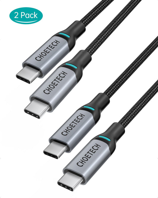 CHOETECH MIX00073 (XCC-1002 x2) 100W USB-C Braided Fast Charging Cable 1.8M 2 Pack