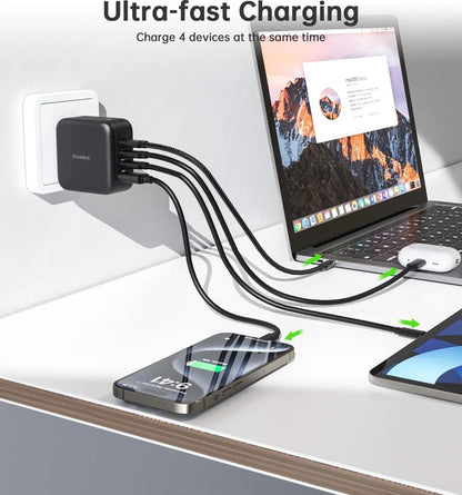 CHOETECH PD6055 GAN USB-C + USB-A 70w Travel Charger (US/EU/UK/AU)