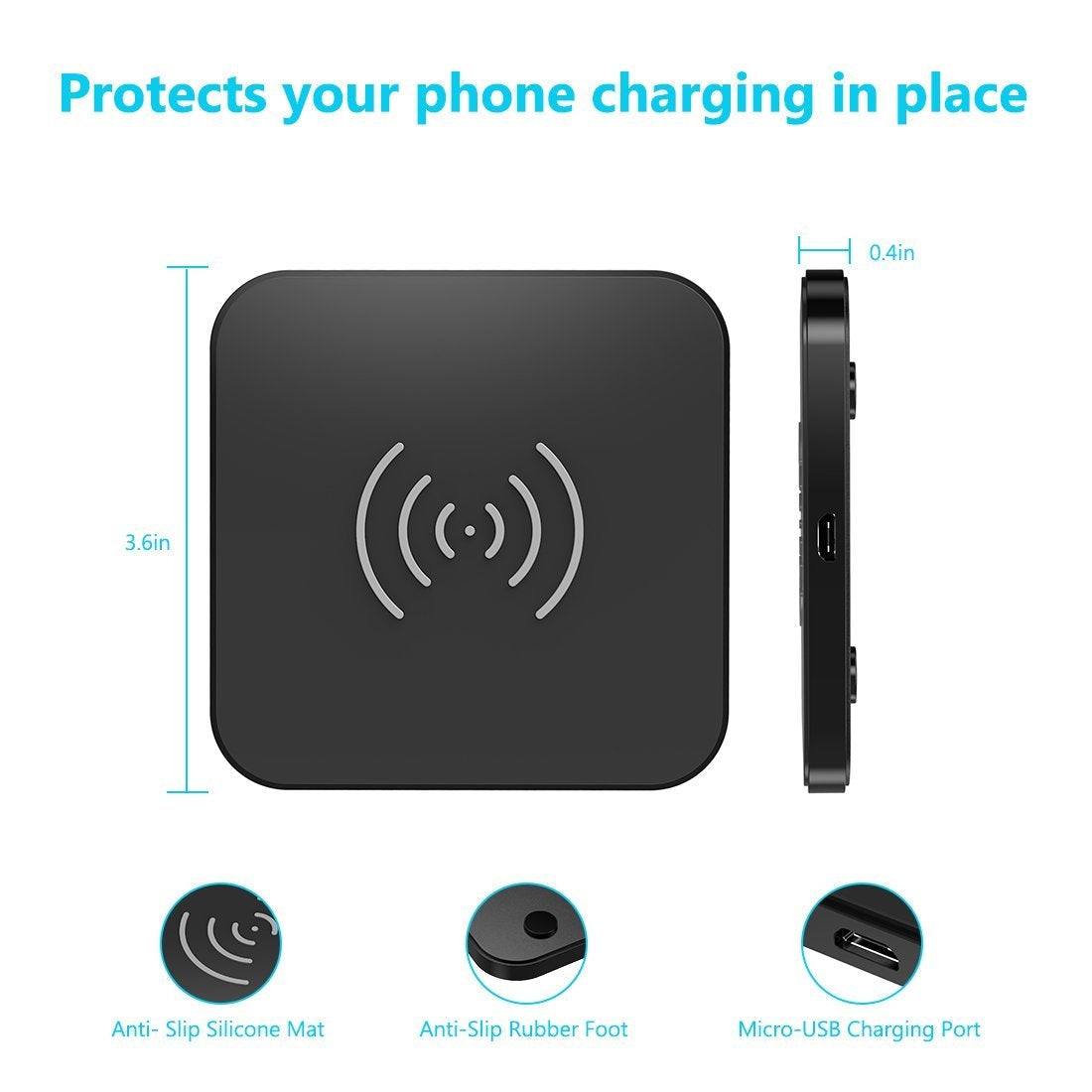 CHOETECH T511S Qi Certified 10W/7.5W Fast Wireless Charger Pad