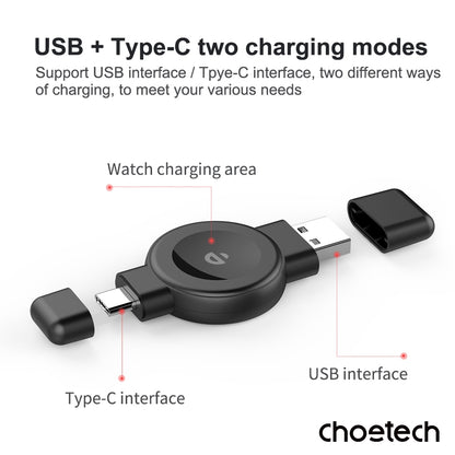 CHOETECH T606-F USB-A +USB-C Magnetic Charger for Samsung & Apple Watch
