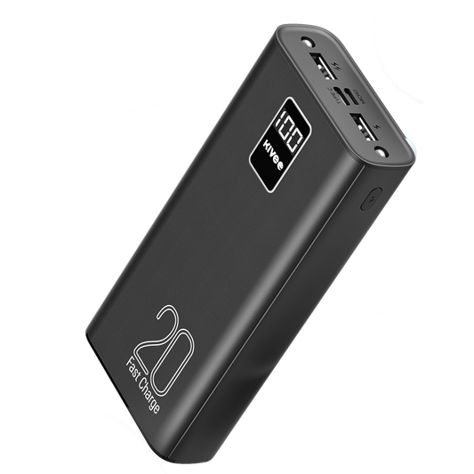 KIVEE PT23 20000mAh Power Bank with Digital Display Black