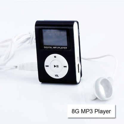 Mini Clip 8G MP3 Music Player With USB Cable & Earphone Silver