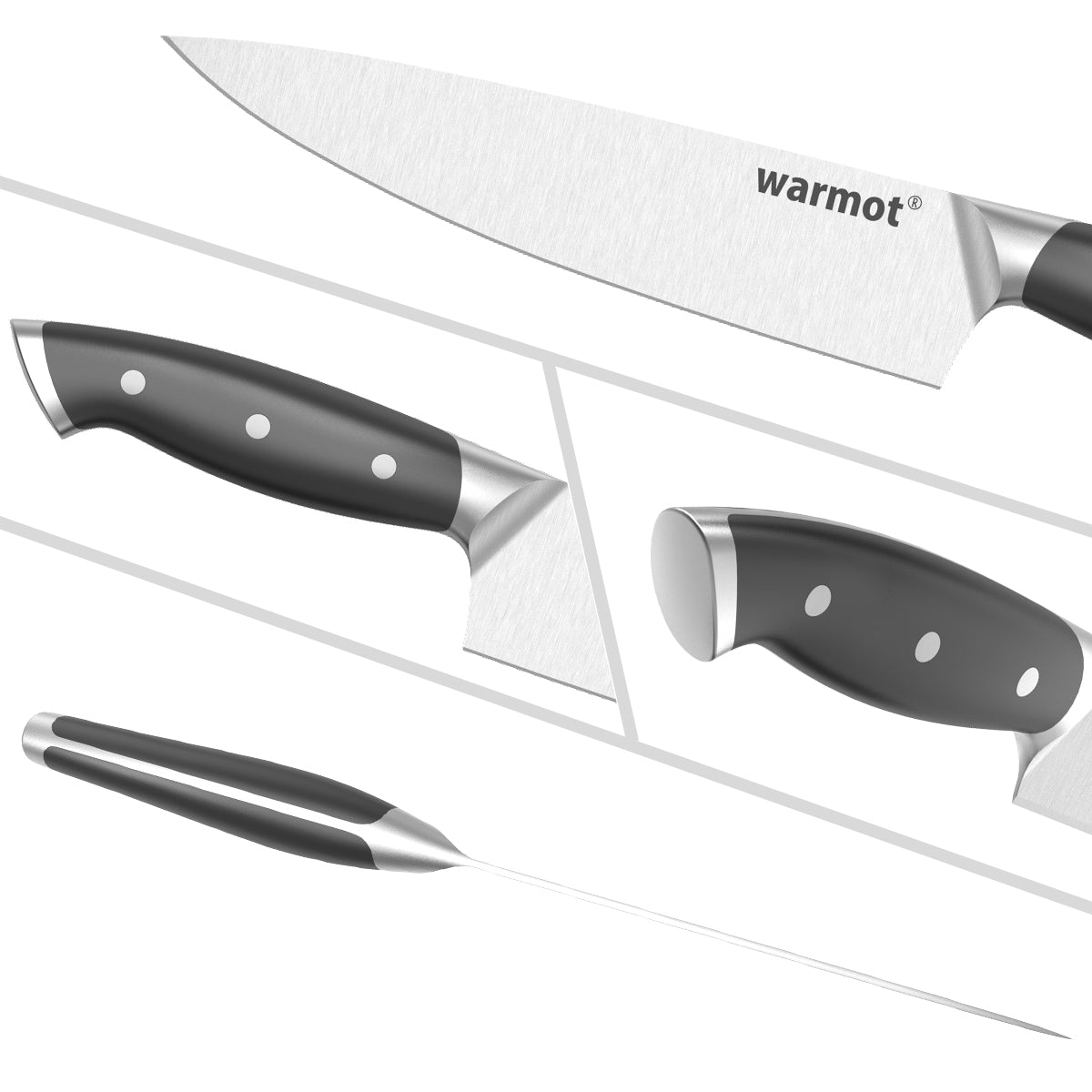 Warmot 3-Piece High Carbon Stainless Steel Ultra Chef Knife Set with Gift Box (317-3)