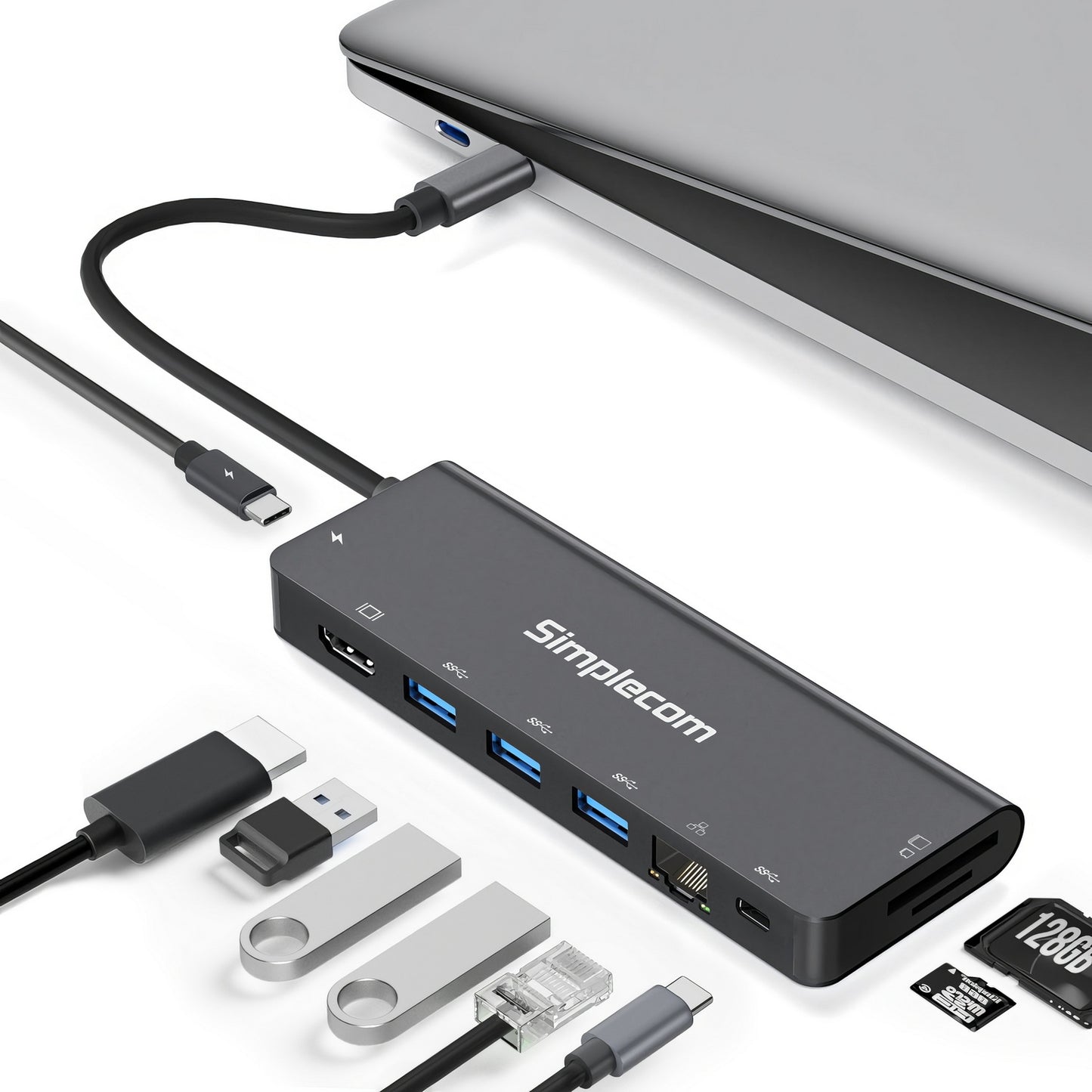 Simplecom CHT590 USB-C SuperSpeed 9-in-1 Multiport Docking Station HDMI 2.0