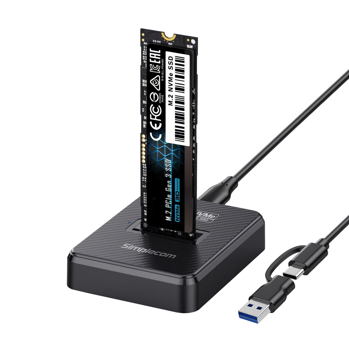 Simplecom SD511 M.2 SSD Docking Station NVMe and SATA Dual Protocol USB 3.2 Gen 2 10Gbps