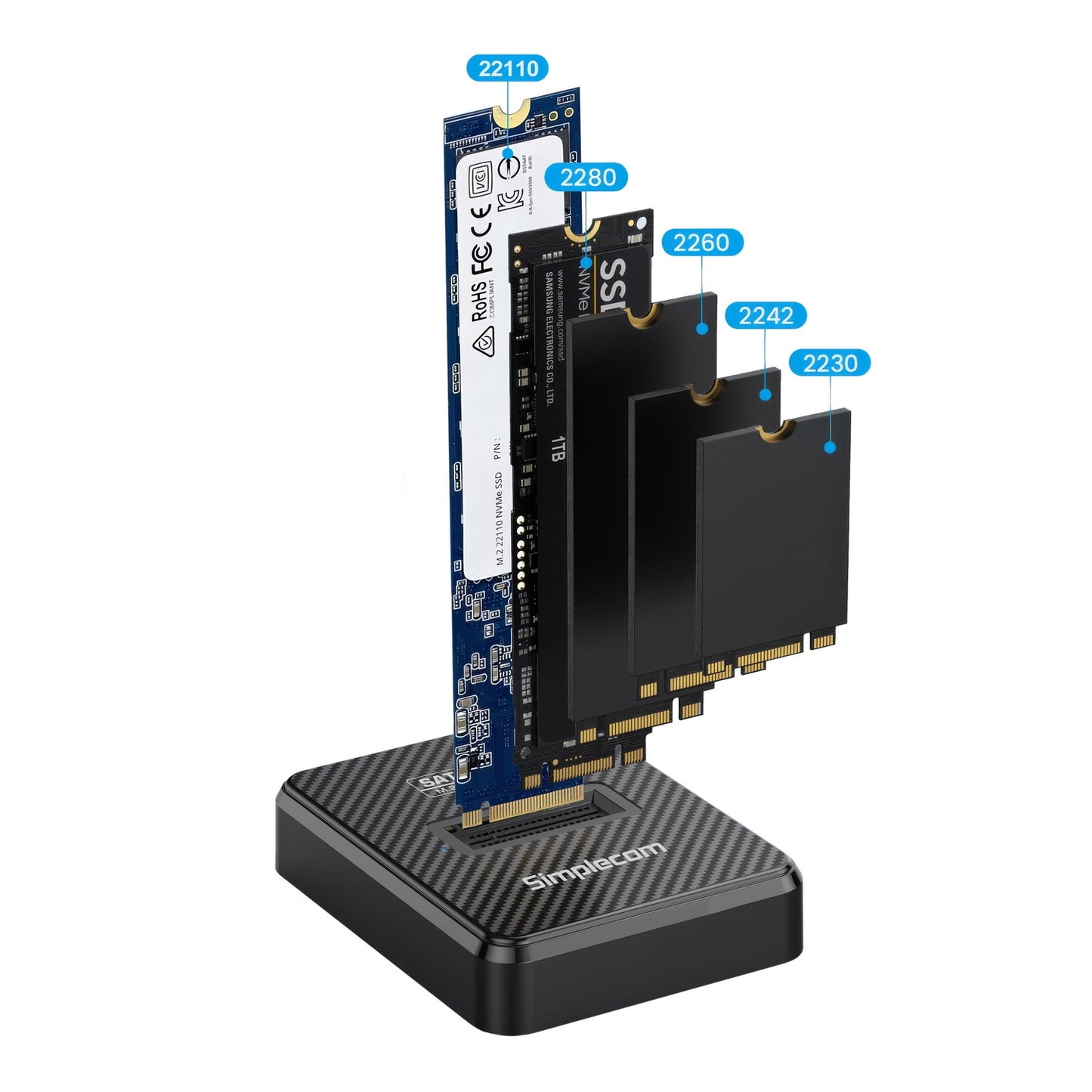Simplecom SD511 M.2 SSD Docking Station NVMe and SATA Dual Protocol USB 3.2 Gen 2 10Gbps