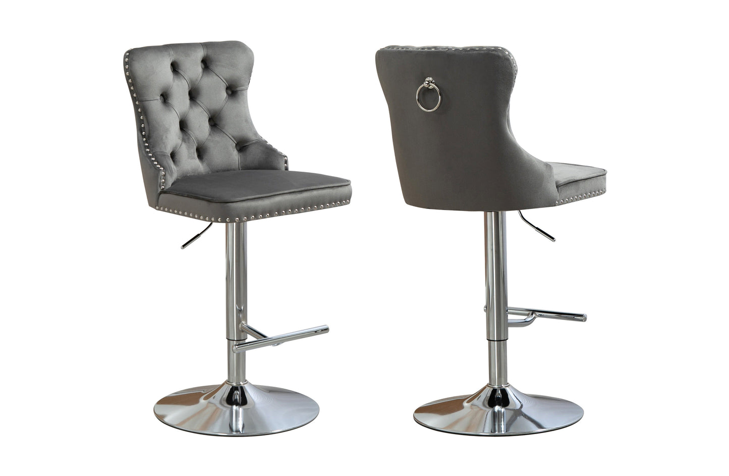 Sahara Dark Grey Barstool with Silver Stand -Set of 2