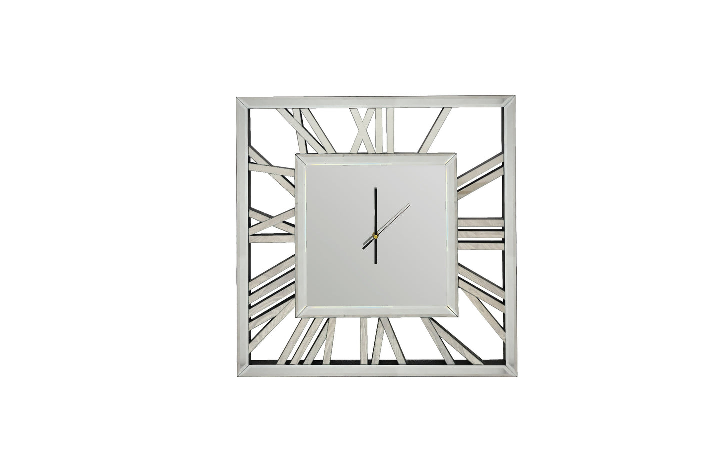 Decorative silver mirrored clock - 60cm