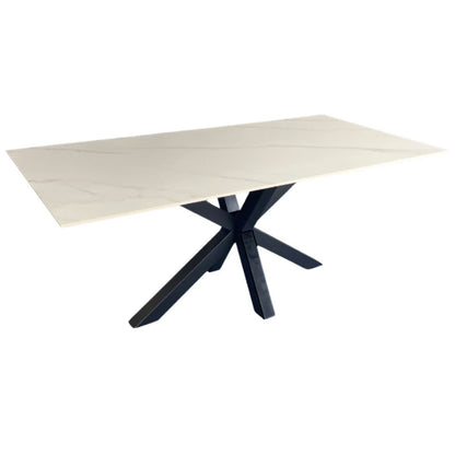 Miles Black With White Marble Dining Table - 90cm x 180cm