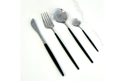 Deluxe Cutlery Set - Black & Silver