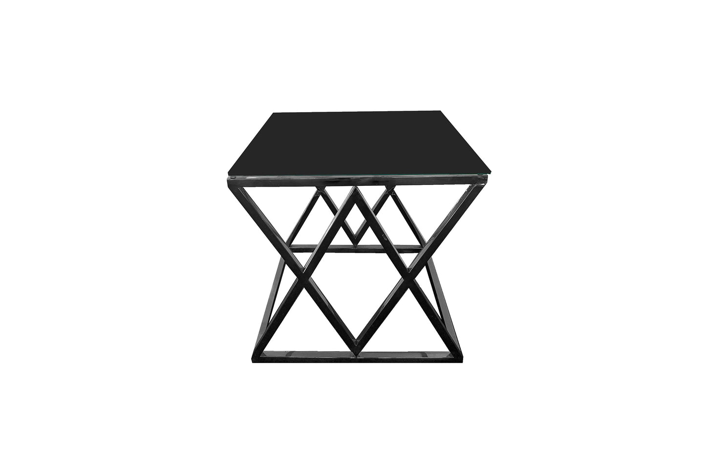 Alsea Side Table Black Base - Black Glass