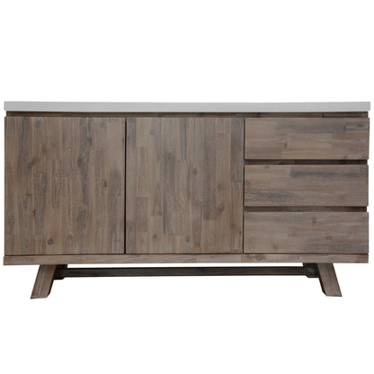 Stony 160cm Acacia Timber Buffet with Concrete Top - White