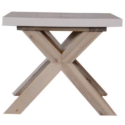 Stony 60cm Square Lamp Table with Concrete Top - White