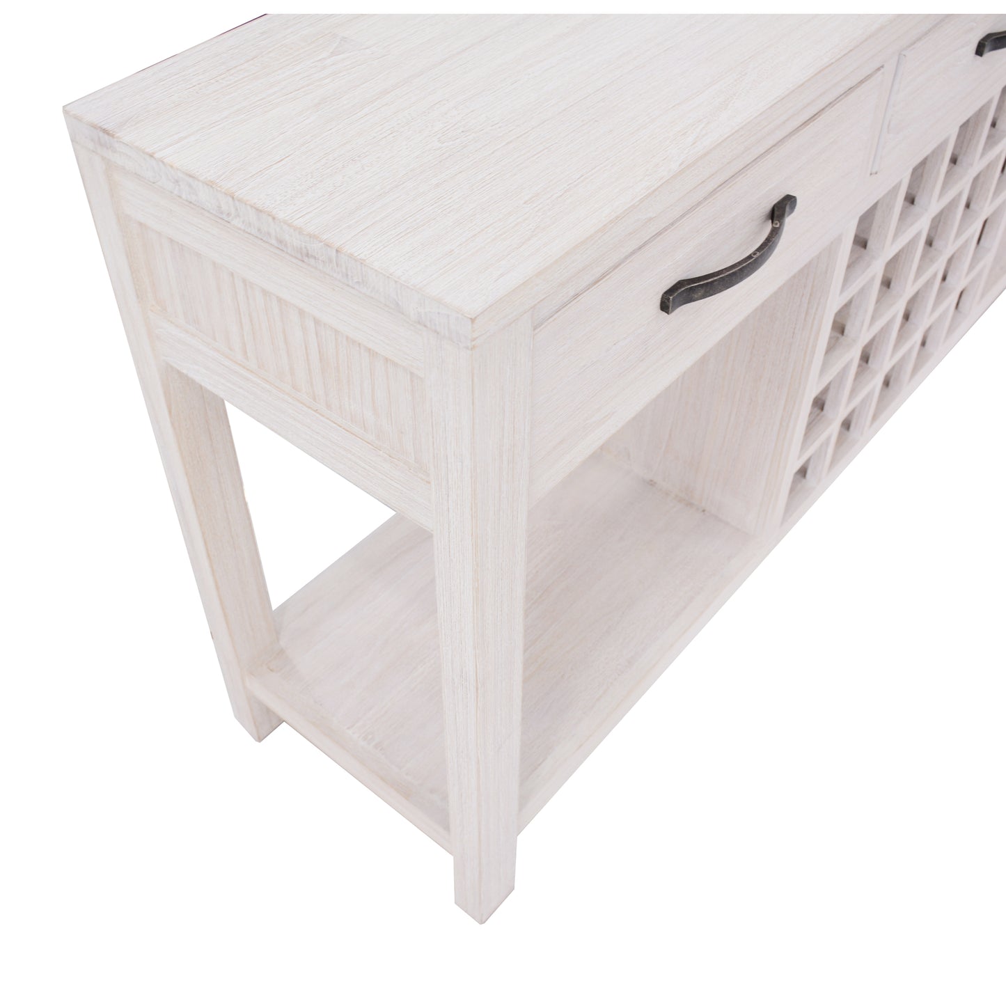 Foxglove Sideboard Buffet Wine Cabinet Bar Bottle Wooden Storage Rack - White