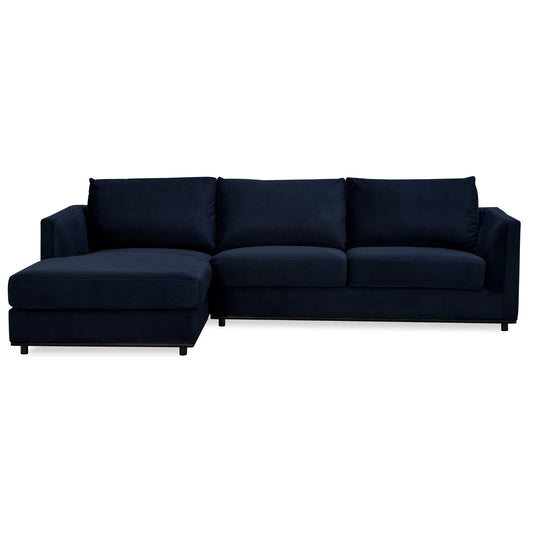 Kennedi 2 Seater Velvet Fabric Corner Sofa Lounge LHF Chaise - Navy