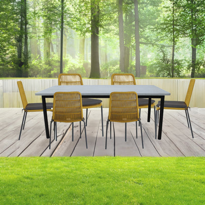 Lara 6pc Set Outdooor Rope Dining Chair Steel Frame Yellow