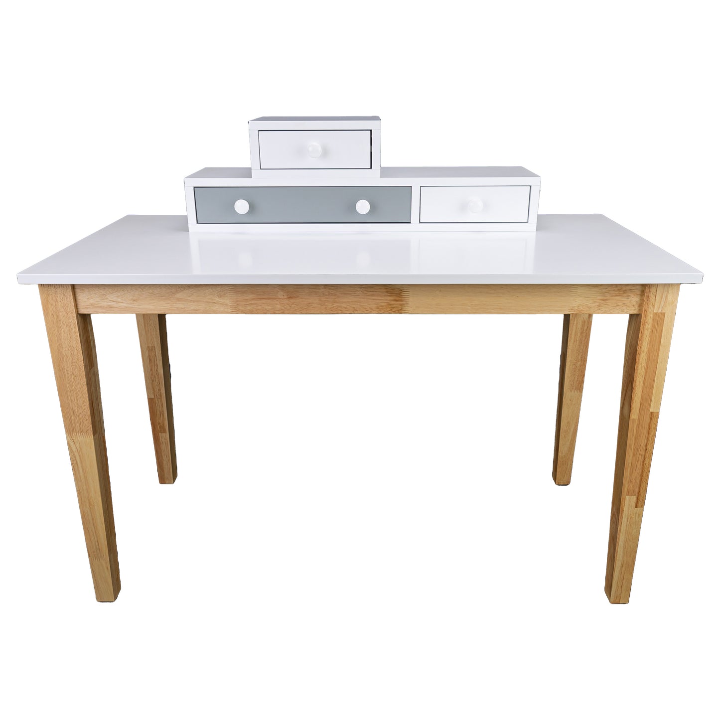 Reader Kids Children Study Computer Desk 120cm Table Rubber Wood - Grey