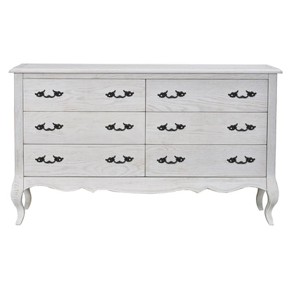 Alice Dresser 6 Chest of Drawers Storage Cabinet Distressed White