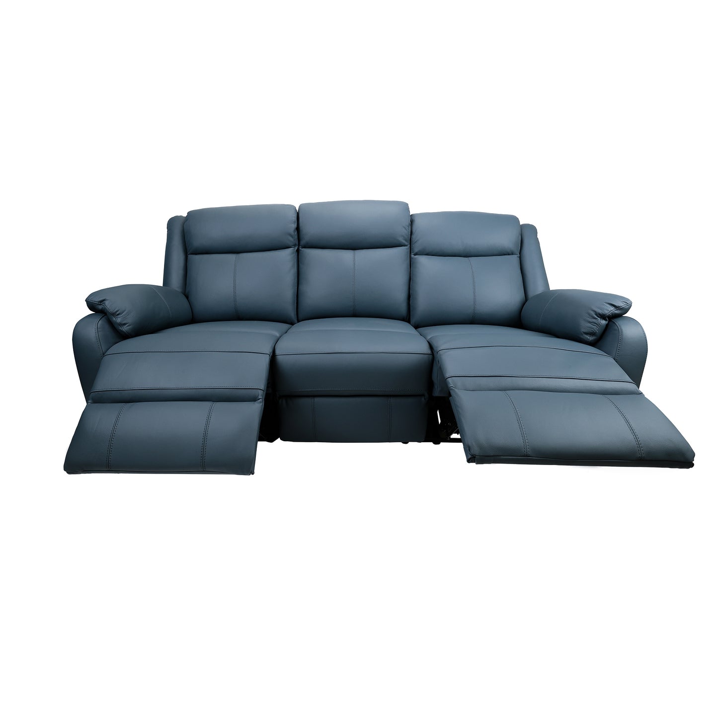 Bella 3 Seater Electric Recliner Genuine Leather Upholstered Lounge - Blue