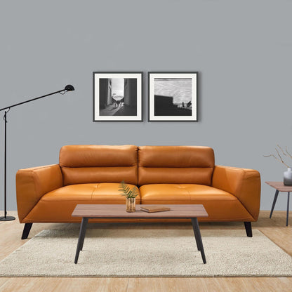 Downy  Genuine Leather Sofa 2 Seater Upholstered Lounge Couch - Tangerine