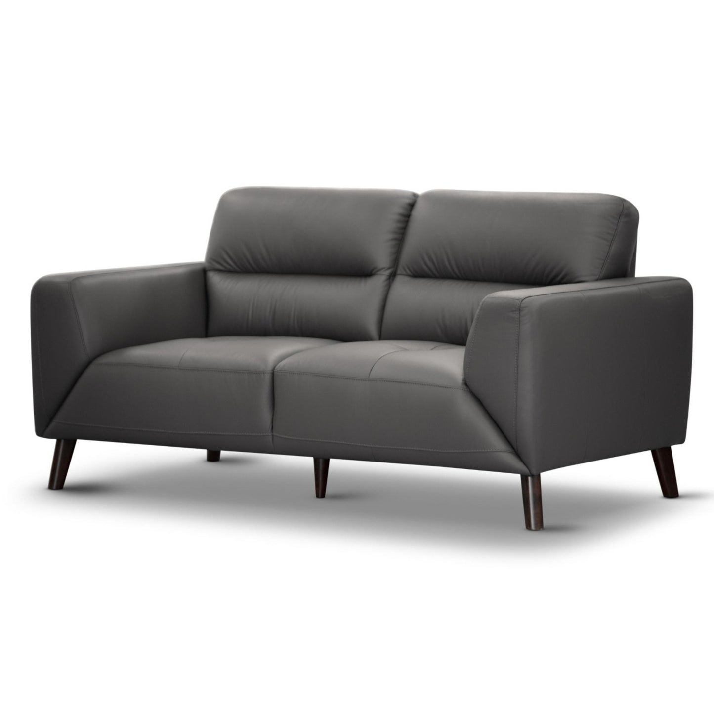 Downy  Genuine Leather Sofa 2 Seater Upholstered Lounge Couch - Gunmetal