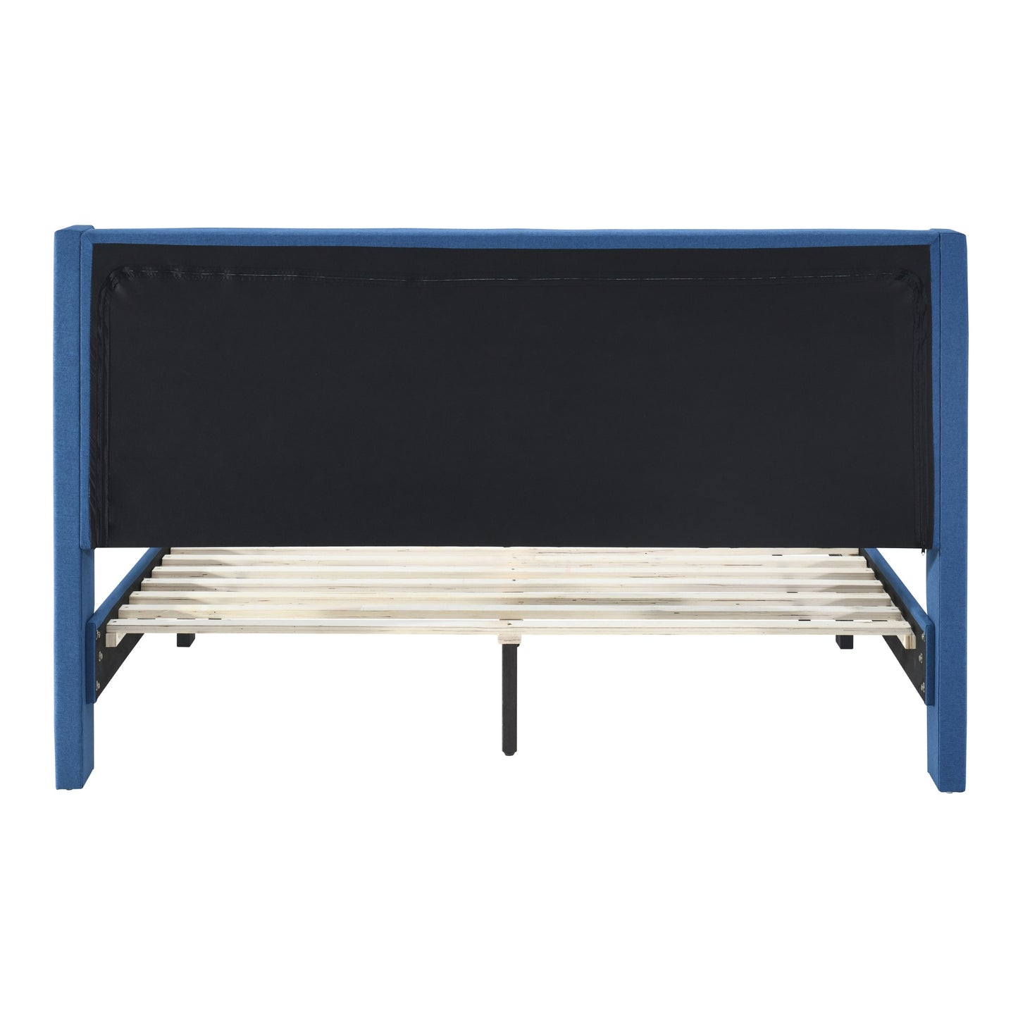 Samson King Bed Winged Headboard Fabric Upholstered - Blue