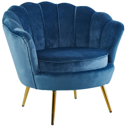 Bloomer Velvet Fabric Accent Sofa Love Chair - Blue