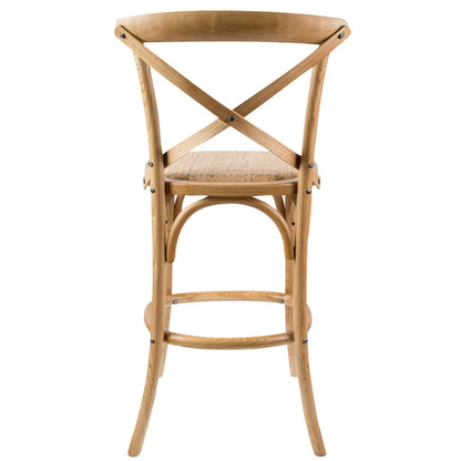 Aster 4pc Crossback Bar Stools Dining Chair Solid Birch Timber Rattan Seat - Oak