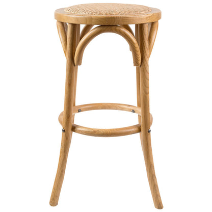 Aster 3pc Round Bar Stools Dining Stool Chair Solid Birch Wood Rattan Seat Oak