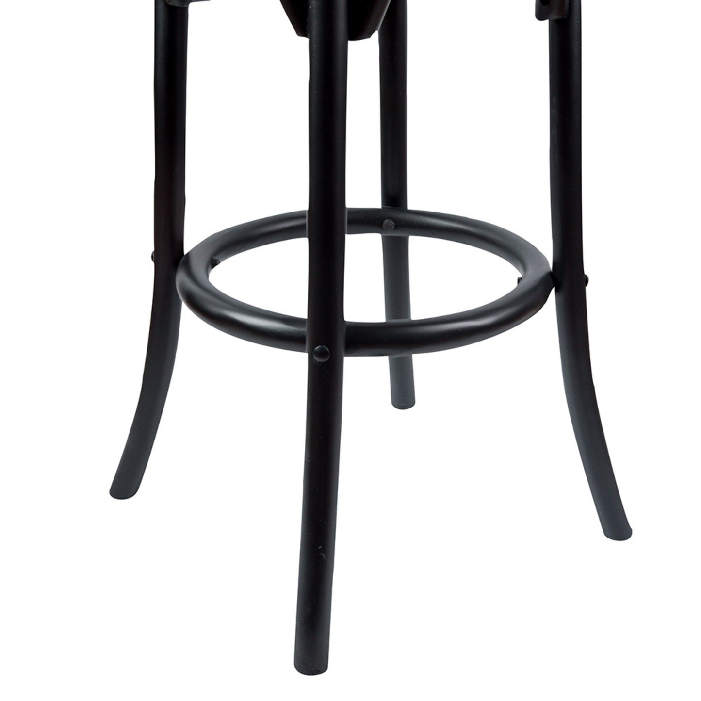 Aster 3pc Round Bar Stools Dining Stool Chair Solid Birch Wood Rattan Seat Black