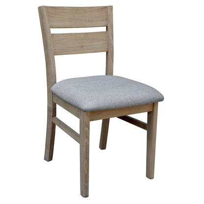 Tyler 2pc Set Dining Chair Fabric Seat Solid Acacia Timber Wood Brushed Smoke