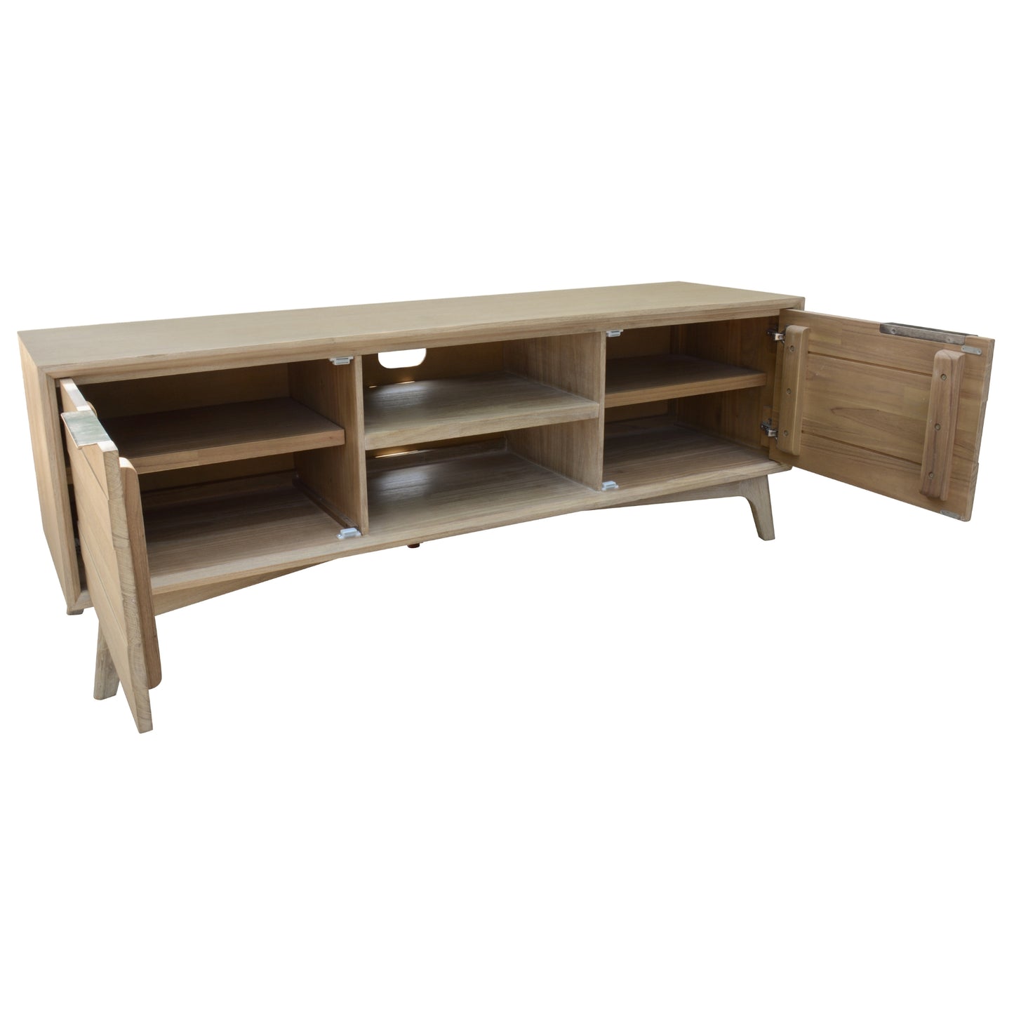 Tyler 166cm ETU Entertainment TV Unit 2 Door Solid Acacia Timber Brushed Smoke