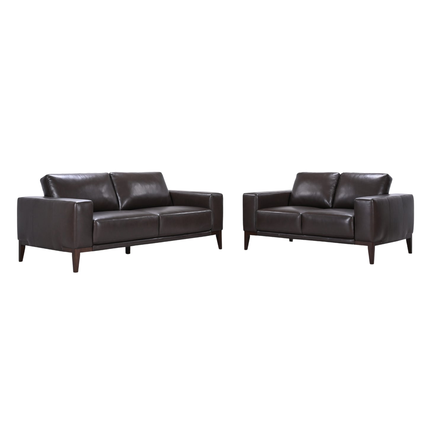 Lorenzo 2 + 3 Seater Sofa Leather Upholstered Lounge Set - Chocolate