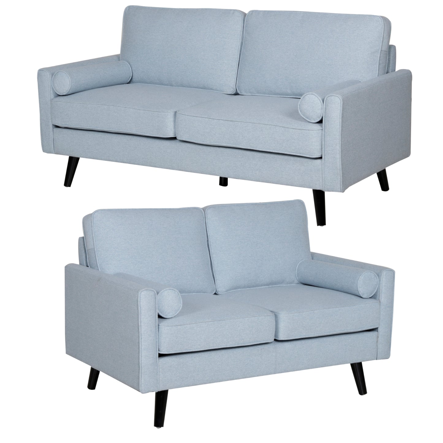 Lexi 2 + 2.5 Seater Sofa Set Fabric Uplholstered Lounge Couch - Light Blue