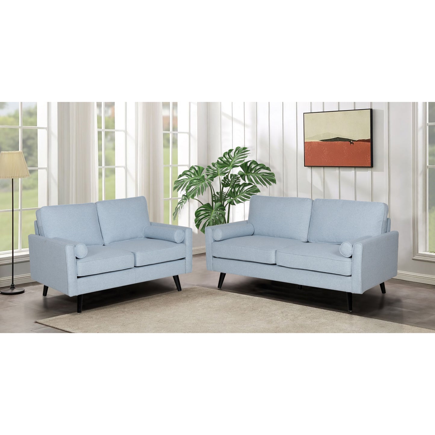 Lexi 2.5 Seater Sofa Fabric Uplholstered Lounge Couch - Light Blue